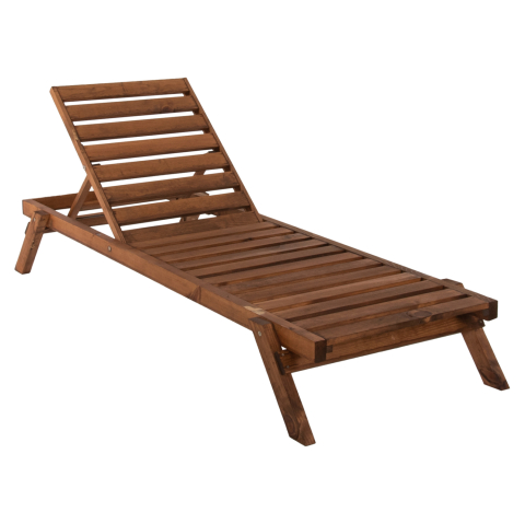 Sezlong-uri - PROFESSIONAL SUNBED HM11431.01 FIR WOOD IN WALNUT SHADE 72x196x29-84H cm.