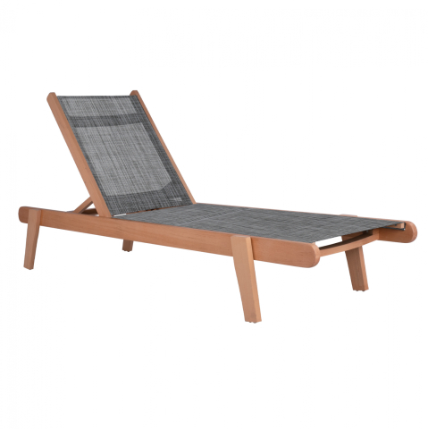 Sezlong-uri - Professional sunbed Oak Creta Natural and Grey Cover HM10357.02 202,5x66,5x30,5cm