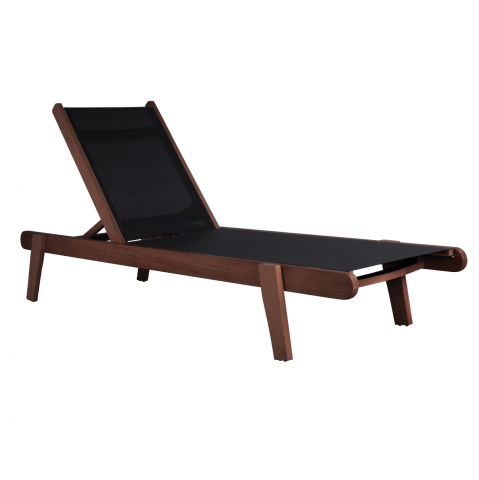 Sezlong-uri - Professional Sunbed Oak Creta Walnut and Black Cover HM10356.03 202,5x66,5x30,5cm