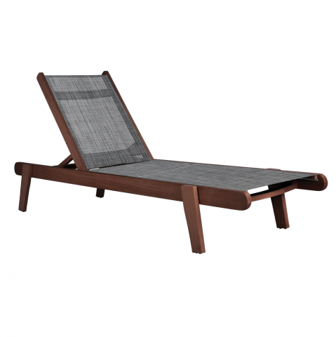 Sezlong-uri - Professional Sunbed Oak Creta Walnut and Grey Cover HM10356.02 202,5x66,5x30,5cm