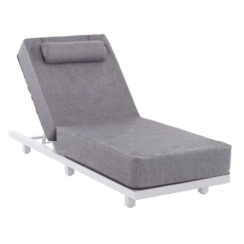Sezlong-uri - PROFESSIONAL SUNLOUNGER JESSIE HM10714.01 WHITE ALUMINUM-GREY CUSHION 200x71x79Hcm.