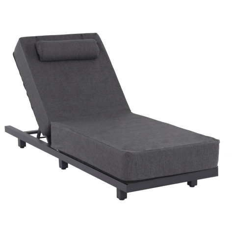Sezlong-uri - PROFESSIONAL SUNLOUNGER JESSIE HM10714.03 DARK GREY ALUMINUM and CUSHION 200x71x79Hcm.