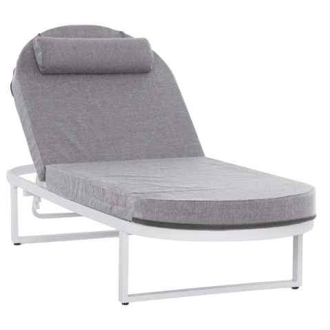 Sezlong-uri - PROFESSIONAL SUNLOUNGER MALLOW HM10715.01 WHITE ALUMINUM and GREY CUSHION 198x71x40,5-103Hcm.