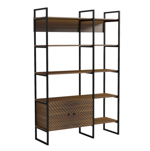 Vitrine - RACK NEZER HM18377.03 METAL FRAME--MELAMINE IN WALNUT 120x35x180Hcm.