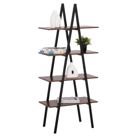 Vitrine - RACK STAM HM18073.04 BLACK METAL FRAME-MELAMINE IN WALNUT 71x38x165Hcm.