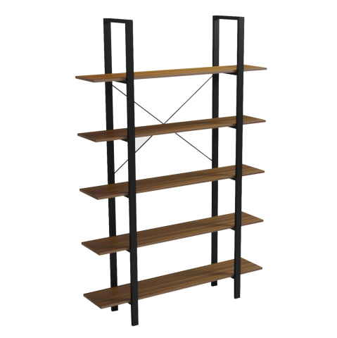 Vitrine - RACK TIMOTE HM18375.03 METAL FRAME--MELAMINE IN WALNUT 120x28x180Hcm.