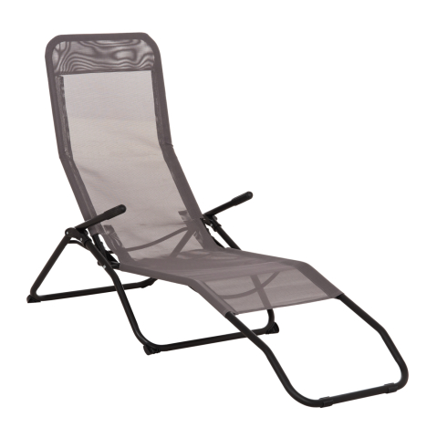 Sezlong-uri - RELAX LOUNGER SWINGSAND HM6553.01 GREY TEXTILENE--BLACK METAL 143x60x94Hcm.