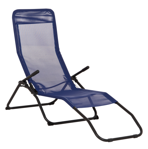 Sezlong-uri - RELAX LOUNGER SWINGSAND HM6553.05 BLUE TEXTILENE--BLACK METAL 143x60x94Hcm.