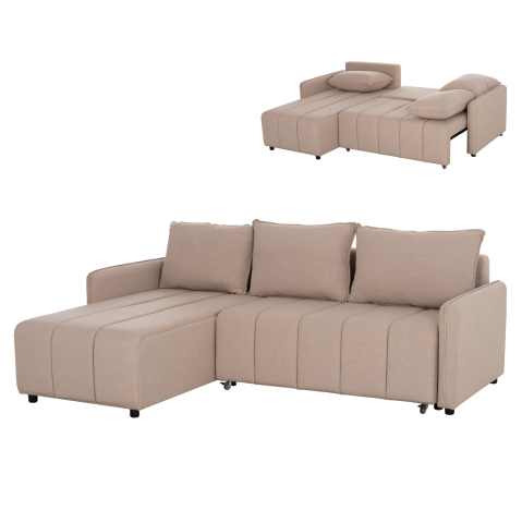 Interior - REVERSIBLE CORNER SOFA-BED FREDI HM3312.03 BEIGE FABRIC 220x167x85Hcm.