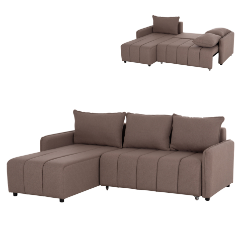 Interior - REVERSIBLE CORNER SOFA-BED FREDI HM3312.04 BROWN FABRIC 220x167x85Hcm.