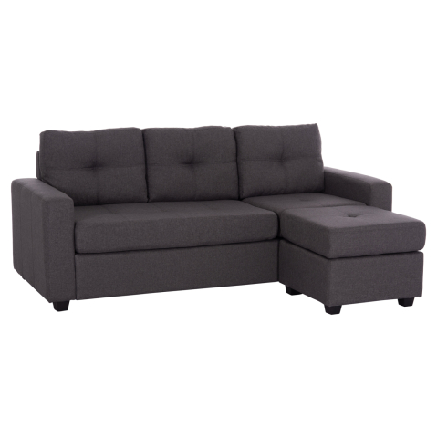 Interior - Reversible Corner Sofa PAGE HM3004.02 in Grey Fabric 205x82-140x87H cm.