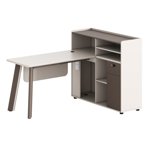 Birouri - RIGHT CORNER OFFICE DESK NEWLINE HM18275R MELAMINE IN CREAM WHITE--ALUMINUM LEGS 160x120x105H