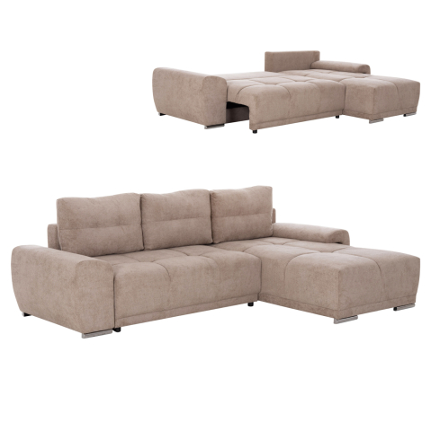 Interior - RIGHT CORNER SOFABED COMFYRA HM3336.03R BEIGE FABRIC 270x181x75Hcm.