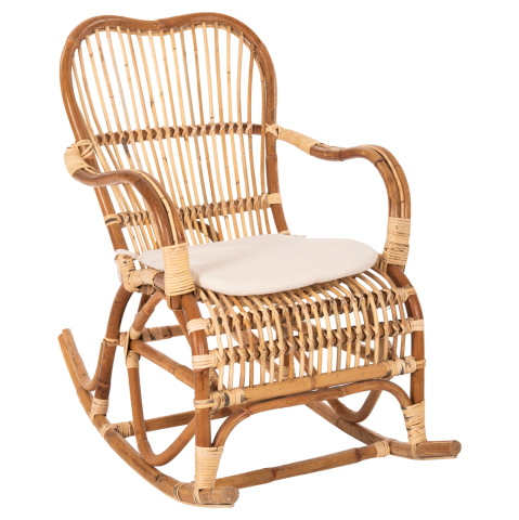 Scaune - Fotolii - ROCKING RATTAN ARMCHAIR SANTA FE HM9343 WITH SEAT CUSHION 60x103x90Ηcm.