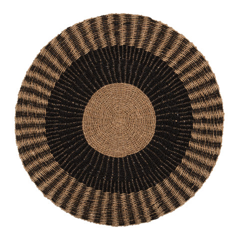 Covoare pentru toate anotimpurile - ROUND CARPET KIRKI HM7843 NATURAL SEAGRASS FIBERS IN BLACK-NATURAL COLOR Φ150cm.