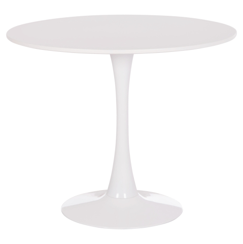 Interior - ROUND DINING TABLE BROLIN HM18141.01 MDF TOP-METAL BASE--WHITE Φ90x73Hcm.