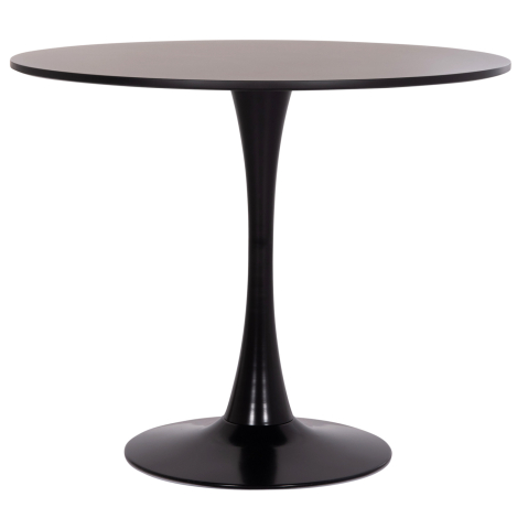 Interior - ROUND DINING TABLE BROLIN HM18141.02 MDF TOP-METAL BASE--BLACK Φ90x73Hcm.