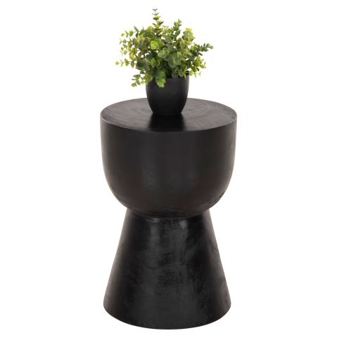 Taburete - ROUND STOOL MAMBA HM9901.02 SOLID SUAR WOOD IN BLACK COLOR Φ30x45H cm.