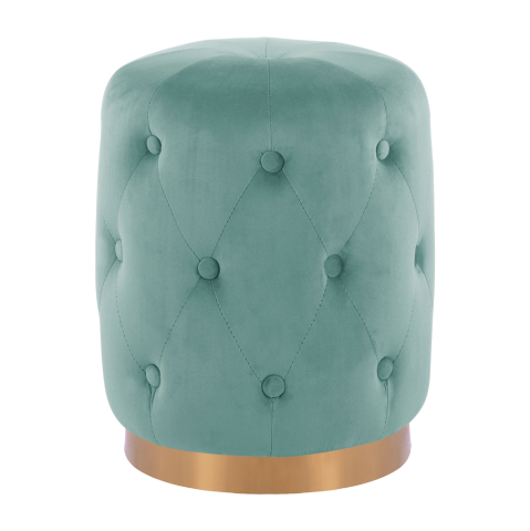 Taburete - ROUND STOOL TORRIE HM8405.07 PISTACHIO GREEN VELVET-GOLD BASE Φ37x46Ηcm.