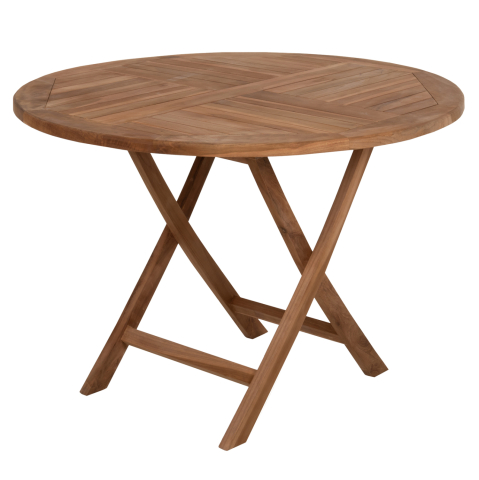 Mese - ROUND TABLE FOLDING KENDALL HM9543 TEAK WOOD IN NATURAL COLOR Φ106x73,5Hcm.