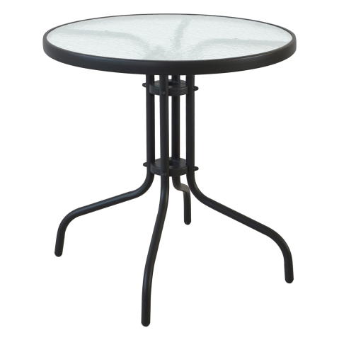 Mese - ROUND TABLE LIMA HM5146.03 METAL BLACK WITH TEMPERED GLASS TOP Φ70Χ70Hcm.