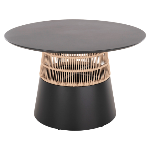 Mese - ROUND TABLE SAEID HM6106.01 ALUMINUM IN ANTHRACITE-SYNTHETIC ROPE IN BEIGE Φ120x75Hcm.