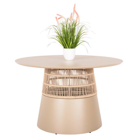 Mese - ROUND TABLE SAEID HM6106.04 ALUMINUM IN CHAMPAGNE COLOR-SYNTHETIC ROPE IN BEIGE Φ120x75Hcm.