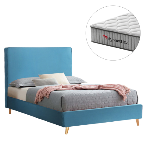 Interior - SEMI-DOUBLE BED WITH MATTRESS MAYLIN HM10758.02 TURQUOISE VELVET--MATTRESS 120X200cm