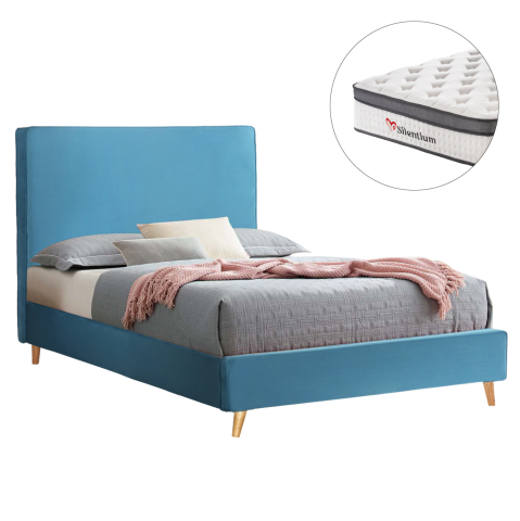 Interior - SEMI-DOUBLE BED WITH MATTRESS MAYLIN HM10802.01 TURQUOISE VELVET--MATTRESS 120X200cm