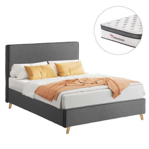 Interior - SEMI-DOUBLE BED WITH MATTRESS MAYLIN HM10802.02 GREY FABRIC--MATTRESS 120X200cm