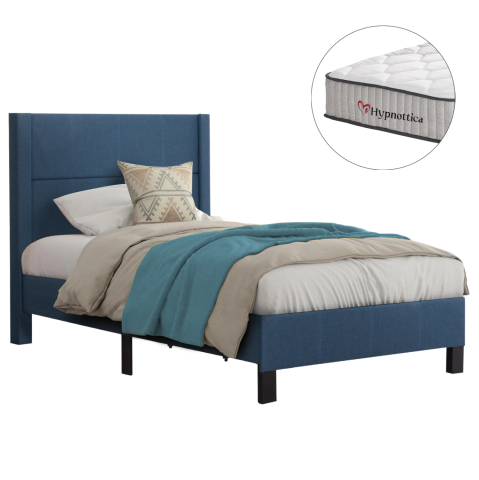Interior - SEMI-DOUBLE BED WITH MATTRESS TRILLOP HM10757.02 BLUE FABRIC--FOR 120X200cm.
