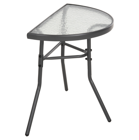 Mese - SEMICIRCULAR TABLE LIMA HM5967.01 METAL IN GREY WITH GLASS TOP 70x40x64,5Hcm.