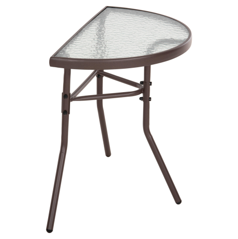 Mese - SEMICIRCULAR TABLE LIMA HM5967.02 METAL IN BROWN WITH GLASS TOP 70x40x64,5Hcm.