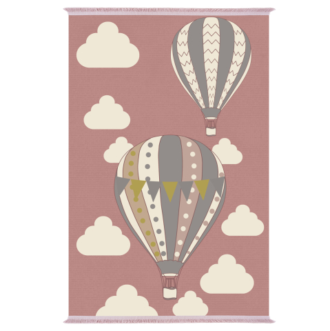 Covoare pentru copii - SERIES KIDDER KIDS' CARPET WITH FRINGES HM7678.22 PINK- BALLOONS 80Χ150