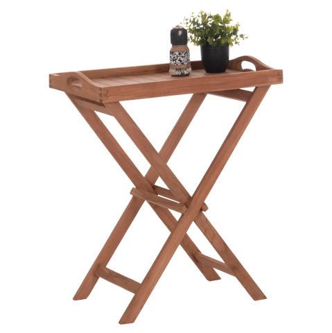 Articole de servire si decoratiuni - SERVING TRAY ON FOLDABLE STAND BARNABY HM4580 TEAK WOOD IN NATURAL COLOR 63x40x77Hcm