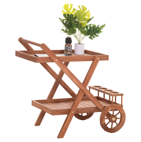Articole de servire si decoratiuni - SERVING TROLLEY ALFRED HM4579 TEAK WOOD IN NATURAL COLOR 86x56x80Hcm.