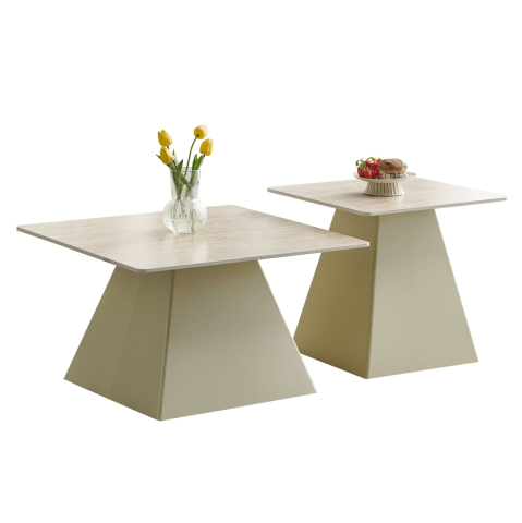 Interior - SET 2 COFFEE TABLES QUBER(X) HM18311.04 CERAMIC SQUARE TOPS--BASES IN CHAMPAGNE COLOR