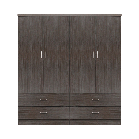 Interior - Set 2 pieces Wardrobe 4 leaf with 2 drawers Zebrano 160x42x181 HM11349.01
