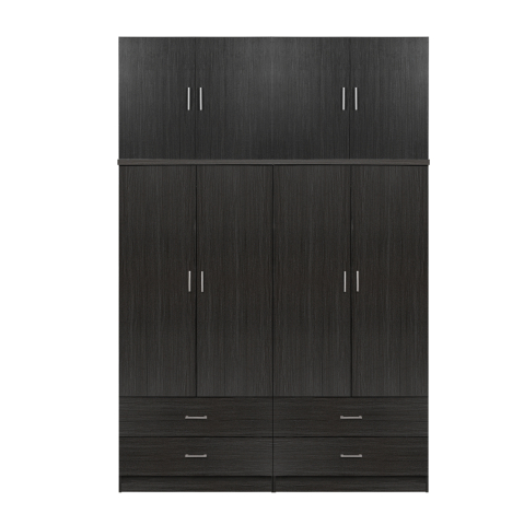 Interior - Set 2 pieces Wardrobe 4 leaf with loft Zebrano 160x42x241 HM11352.01