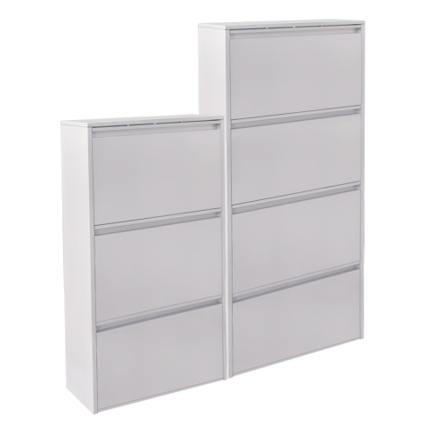 Interior - SET 2 SHOE CABINETS STARK HM10994.02 METAL IN WHITE--3+4 MAGNETIC DOORS
