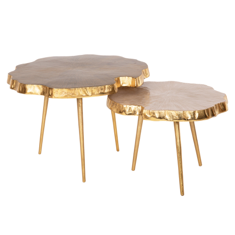 Masute de cafea - SET 2PCS COFFEE TABLES ANGUL HM10708 METAL IN GOLD-BLACK-WHITE