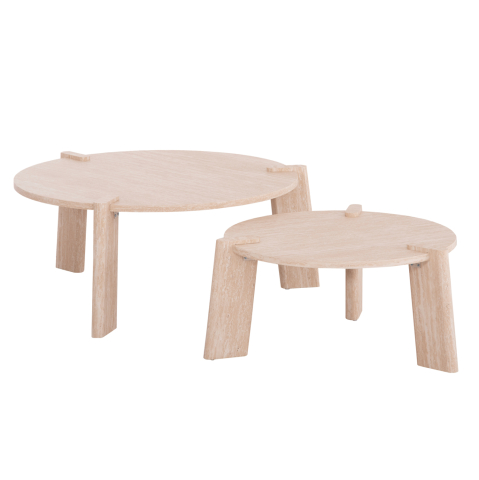 Interior - SET 2PCS COFFEE TABLES EQUIL HM9943.01 MDF WITH MELAMINE COVER-NATURAL WOOD COLOR 66x66cm + 87x87cm