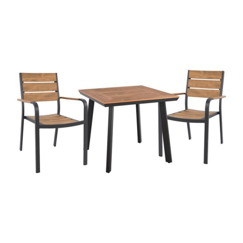 Seturi mese dining - Set 3 pieces Table and Aluminum armchairs in grey color HM10537.02