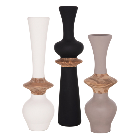 Decoratiuni de podea - SET 3PCS DECORATIVE FLOOR VASES NEBULA HM21139.01 FIBER CEMENT--ΤΕΑΚ WOOD