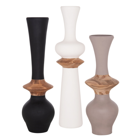 Decoratiuni de podea - SET 3PCS DECORATIVE FLOOR VASES NEBULA HM21139.02 FIBER CEMENT--ΤΕΑΚ WOOD