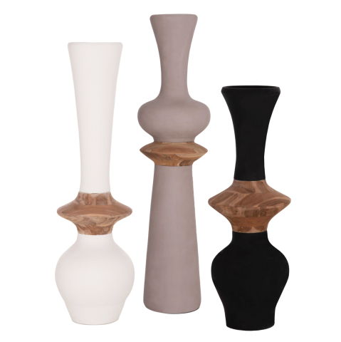 Decoratiuni de podea - SET 3PCS DECORATIVE FLOOR VASES NEBULA HM21139.03 FIBER CEMENT--ΤΕΑΚ WOOD