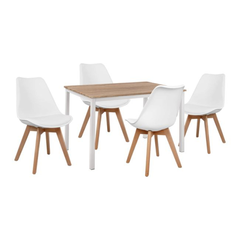 Interior - Set 5 pieces Table 110x70x76 Sonama and chairs Vegas White seat HM11015