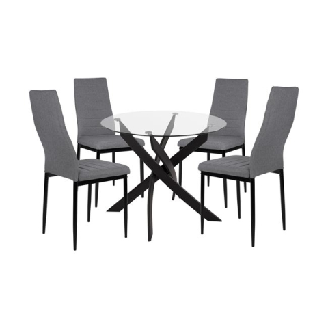 Interior - Set 5 pieces Table black and chairs lady grey metallic legs HM11071 42,5x53x95 cm