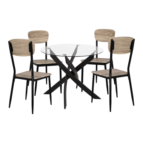 Interior - Set 5 pieces Table black and chairs Sonama with black chairs HM11072