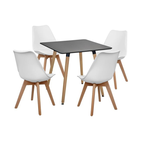 Interior - Set 5 pieces Table Minimal Black and Vegas White HM10601 80x80x74 cm.